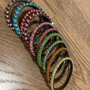 Set of 10 assorted color Crystal bangles